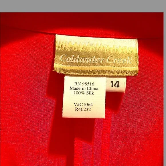 Coldwater Creek - Classic Red Wrap Dress, with side tie, 100%  silk, Size 14 - Picture 7 of 16